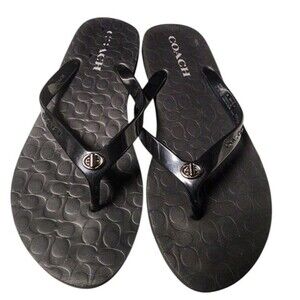 COACH Abbigail Womens Flip Flops Black Size 9